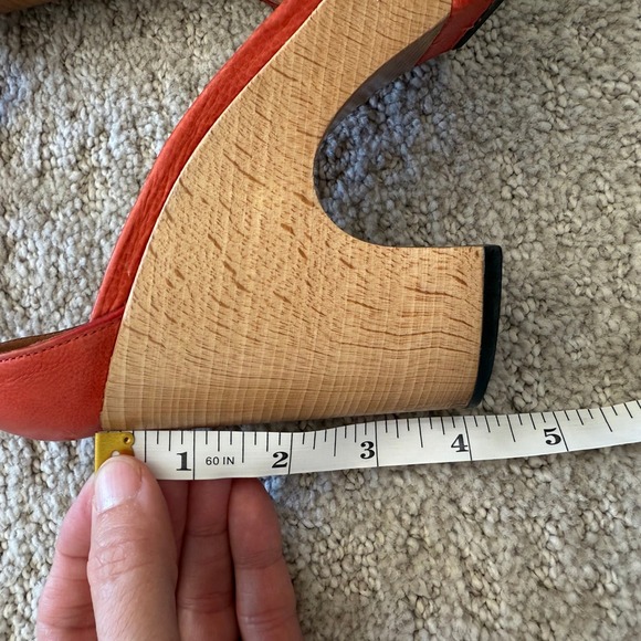 ROBERT CLERGERIE Leather Wood‎ Platform Ankle Strap Heels Sandals Women 5.5 - Picture 9 of 11